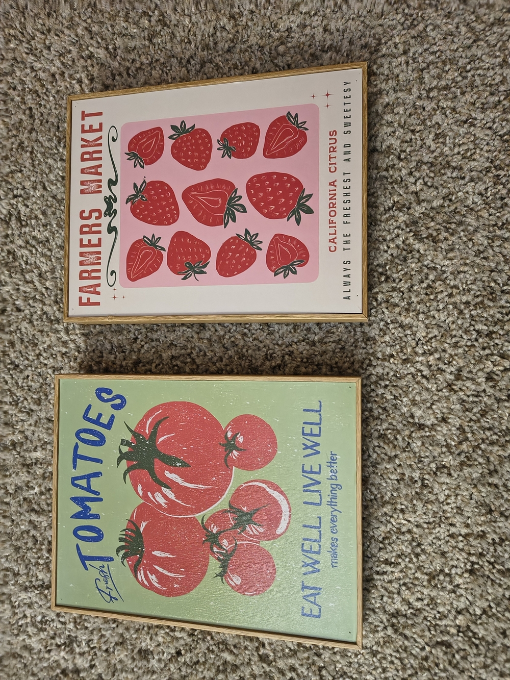 Farmers Market & Tomatoes Wall Art Set - Pink, Red